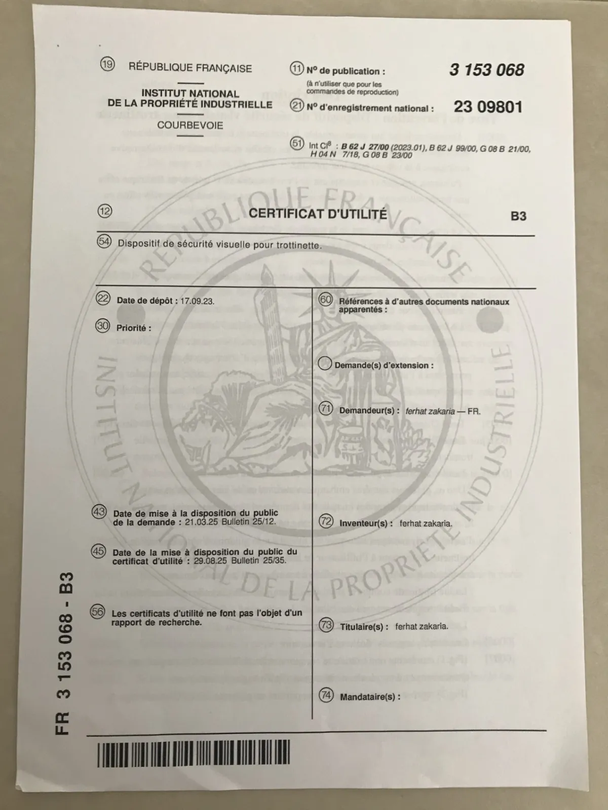 Visual Safety Device for Scooters