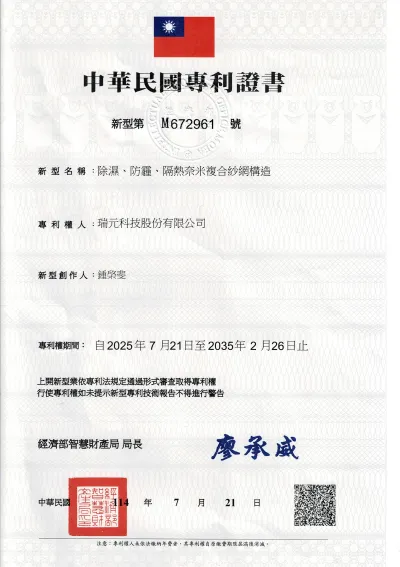 Dehumidification, Anti-haze, Heat Insulation Nano Composite Gauze Structure