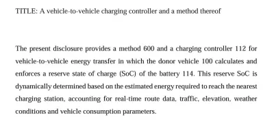 A vehicle-to-vehicle charging controller